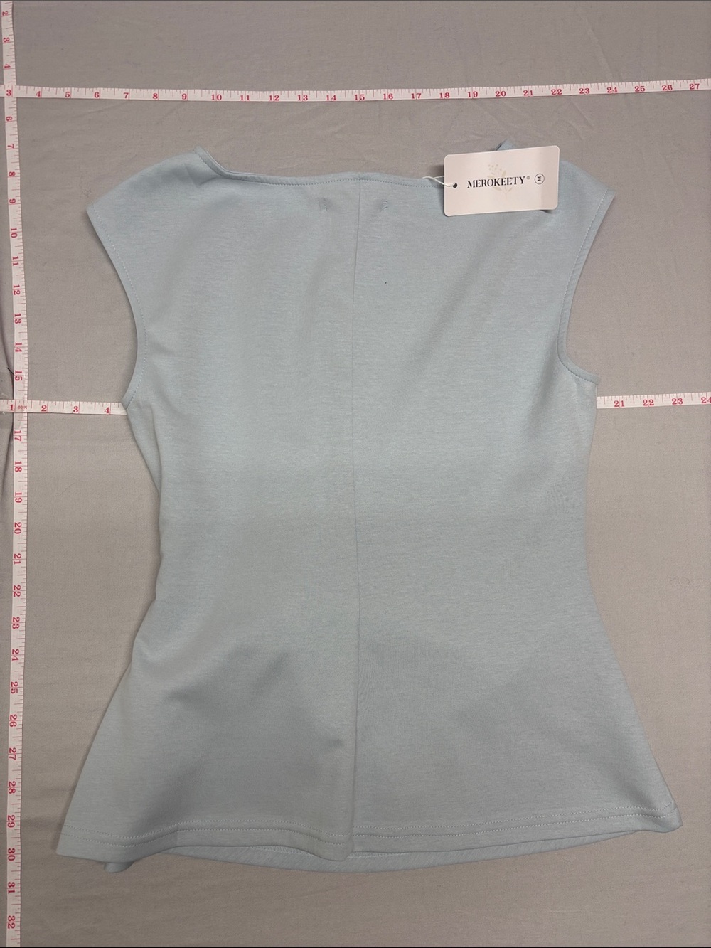 Women’s Light Blue Sleeveless Tie-Waist Tank Top 121 - Picture 6 of 6